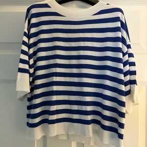 Top stripes white blue Mango